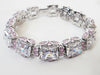 Sterling Silver Radiant Cut Pink and White Sapphire Bracelet