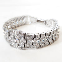 Sterling Silver Art Deco Geometric Diamond Bracelet