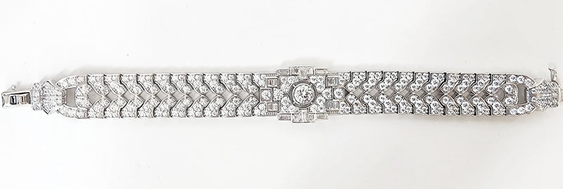 Sterling Silver Art Deco Geometric Diamond Bracelet