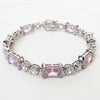 Sterling Silver Pink and White Diamond Bracelet