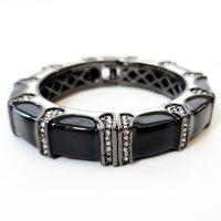 Gun Black, Silver, and Diamond Enamel Bangle