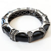 Gun Black, Silver, and Diamond Enamel Bangle