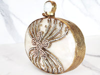 Mother of Pearl Pink Flower Clutch