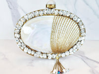 White Mother of Pearl Tassel Clutch