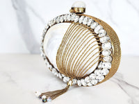 White Mother of Pearl Tassel Clutch