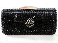 Black Crystal Bow Clutch