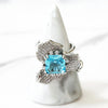 Silvertone Blue Flower Ring