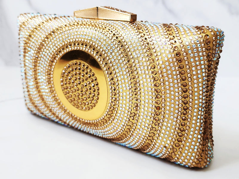 Gold Crystal Embellished Clutch