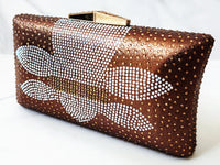 Brown Crystal Embellished Clutch