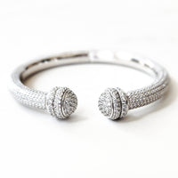 Sterling Silver Diamond Open Charm Bangle