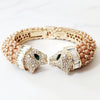 Tan Double Head Panther Cuff Bracelet