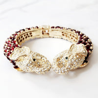 Red Double Head Elephant Cuff Bracelet