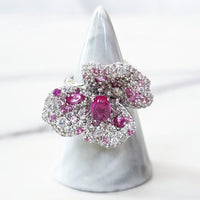 Sterling Silver Pink Flower Ring