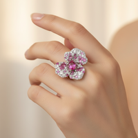 Sterling Silver Pink Flower Ring