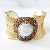 Gold Pave Adorned Pearl Cuff