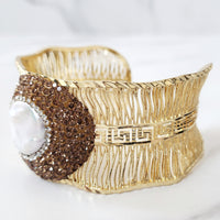 Gold Pave Adorned Pearl Cuff