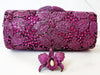 Fuchsia Pink Crystal Clutch Purse and Sterling Silver Pave Orchid Ring