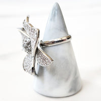 Silver Crystal Flower Ring