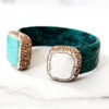 Teal Pave Stone Embellished Cuff