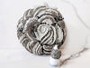 Grey, White and Black Flower Clutch Purse and Grey Austrian Crystal Ring