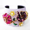 Purple Crystal Clutch, Rose Bud Ring and Purple Flower Cuff