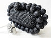 Black Rattan Clutch and Black & White Crystal Flower Ring