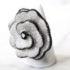 Black and White Crystal Flower Ring