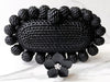 Black Rattan Clutch and Black Flower Ring