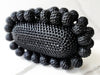 Black Rattan Clutch and Black & White Crystal Flower Ring