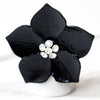 Black Rattan Clutch and Black Flower Ring