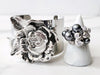 Sterling Silver Cluster Ring and Silvertone 3D Flower Cuff Bracelet