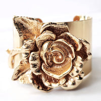 Gold 3D Flower Cuff Bracelet