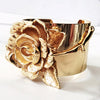 Gold 3D Flower Cuff Bracelet