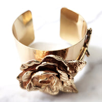 Gold 3D Flower Cuff Bracelet