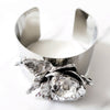 Silver 3D Flower Cuff Bracelet