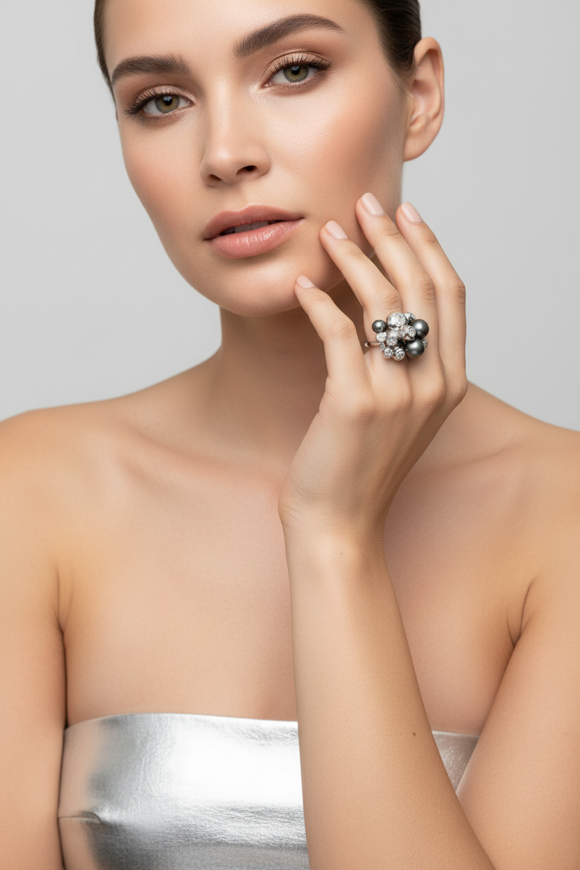 Sterling Silver Cluster Ring