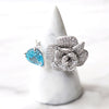 Sterling Silver Aquamarine and Diamond Flower Ring