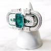 Sterling Silver Modern Emerald Ring