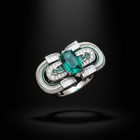 Sterling Silver Modern Emerald Ring