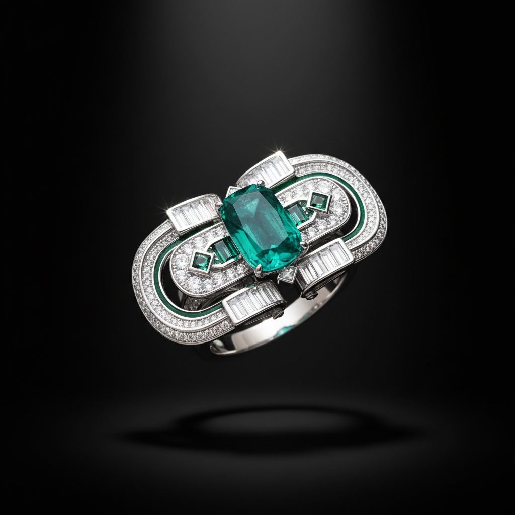 Sterling Silver Modern Emerald Ring
