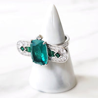 Sterling Silver Modern Emerald Ring