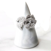 Sterling Silver Diamond Rose Ring