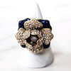 Antique Gold and Navy Rose Cocktail Ring