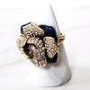 Antique Gold and Navy Rose Cocktail Ring