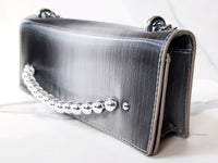 Gray Gradient Silver Beaded Handle Purse