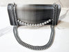 Gray Gradient Silver Beaded Handle Purse