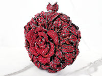 Red Crystal Flower Clutch Purse