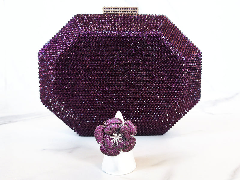 Purple Clutch and Flower Ring