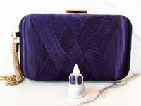 Purple Clutch Purse and Silvertone Purple Ring