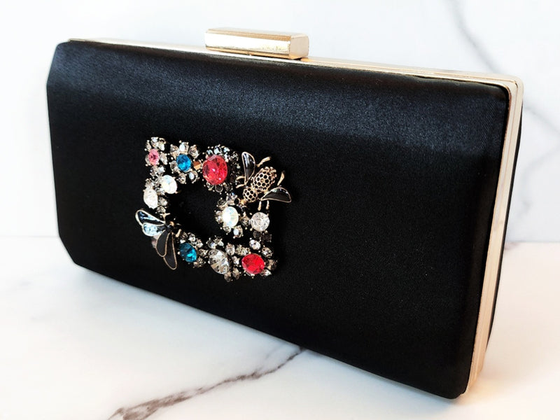 Black Jeweled Clutch Purse